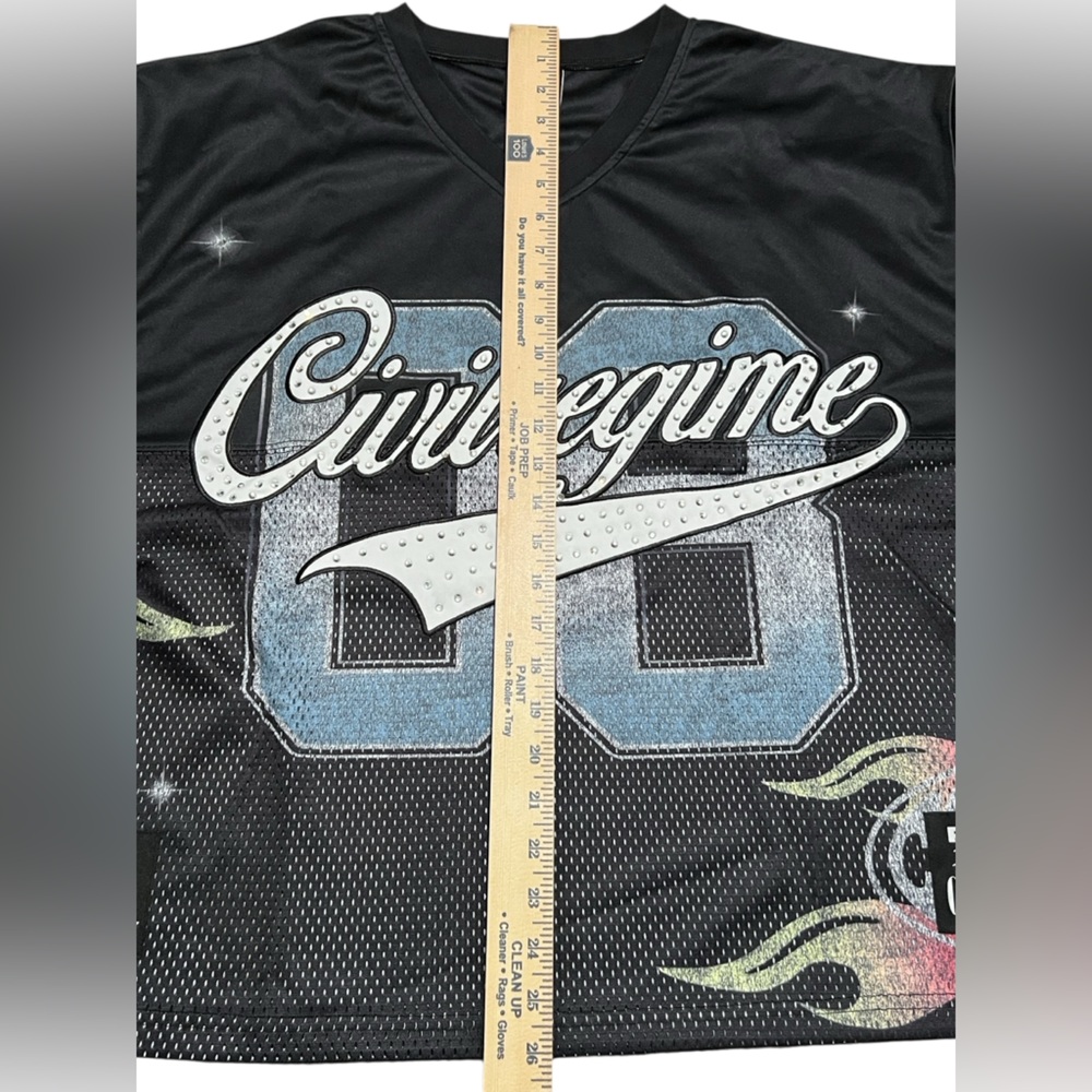 Civil Regime Our Team Football Men's Jersey Black Boxy Crop Crystal Size medium - Picture 7 of 16